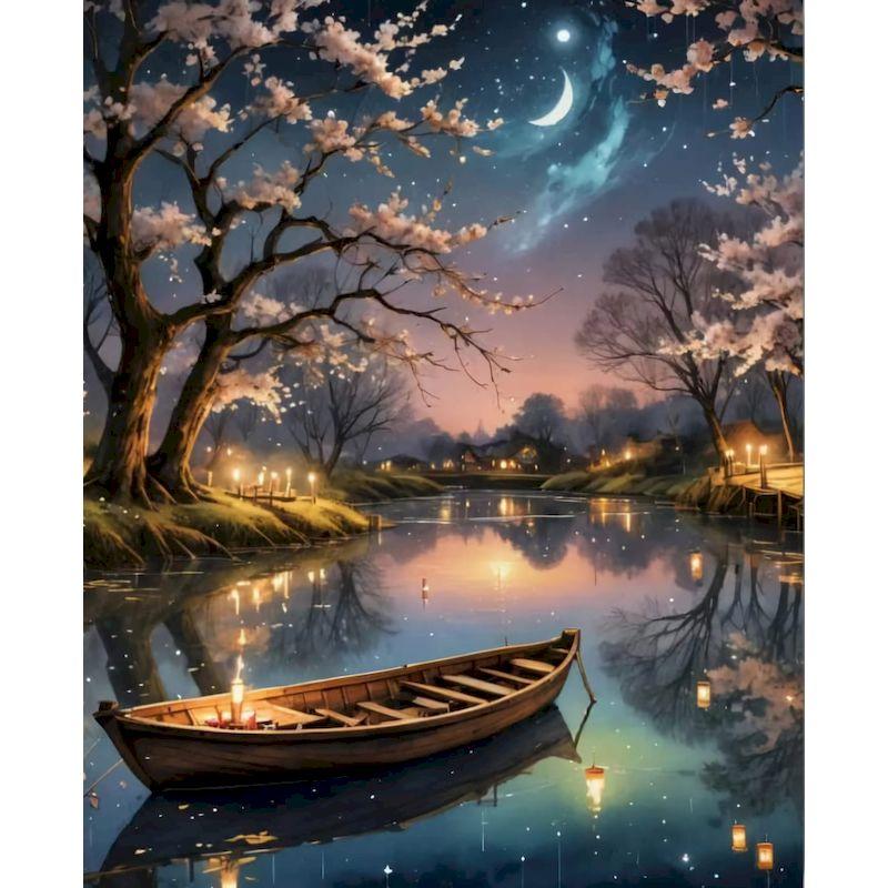 

GATYZTORY Paint By Number Night Scenery DIY Oil Painting By Numbers Art Pictures Kits Drawing Canvas HandPainted Gift Home Decor 30x20cm no frame