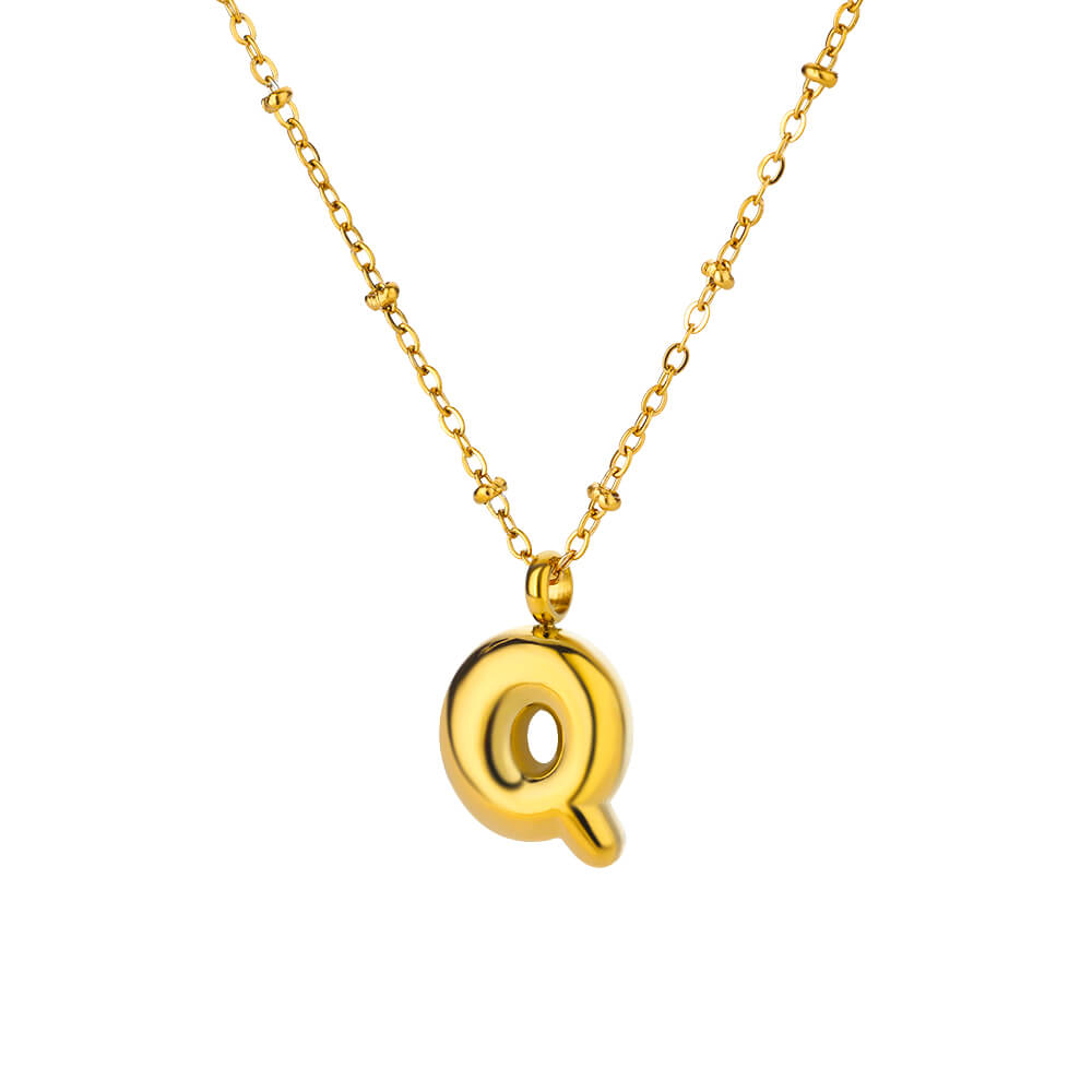 Chunky Initial Letter Stainless Steel Necklaces For Women Gold Color A-Z Letter Necklace Wedding  Fashion Party Jewelry Gift Bff
