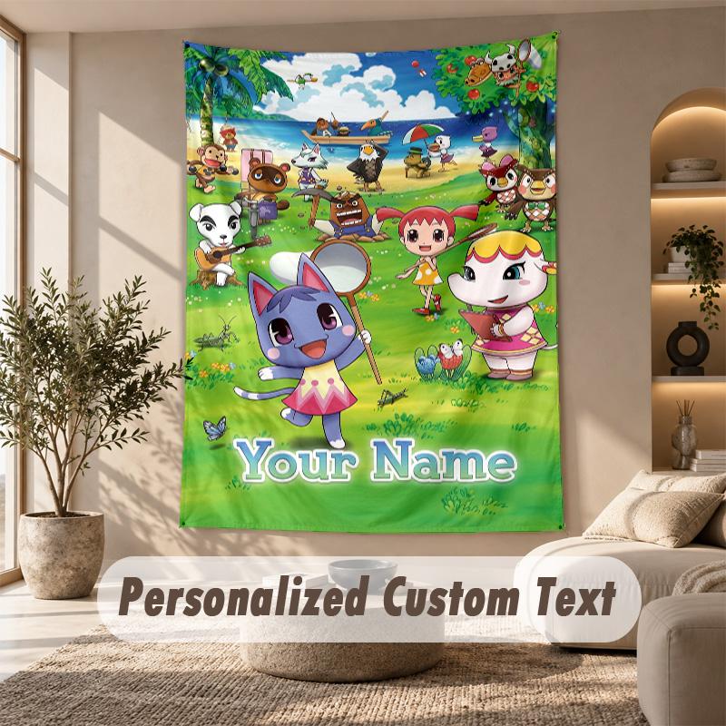 Tapestry Custom Name Text, Wall Hanging Tapestry Home Room DecorAnimal Crossing