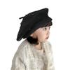 Kids Pearl Decor Beret Hat, Girls French Style Wool Painter Beret, Autumn Winter Warm Beanie Cap for 2‑6 Years Old, Head Circumference 48‑53cm