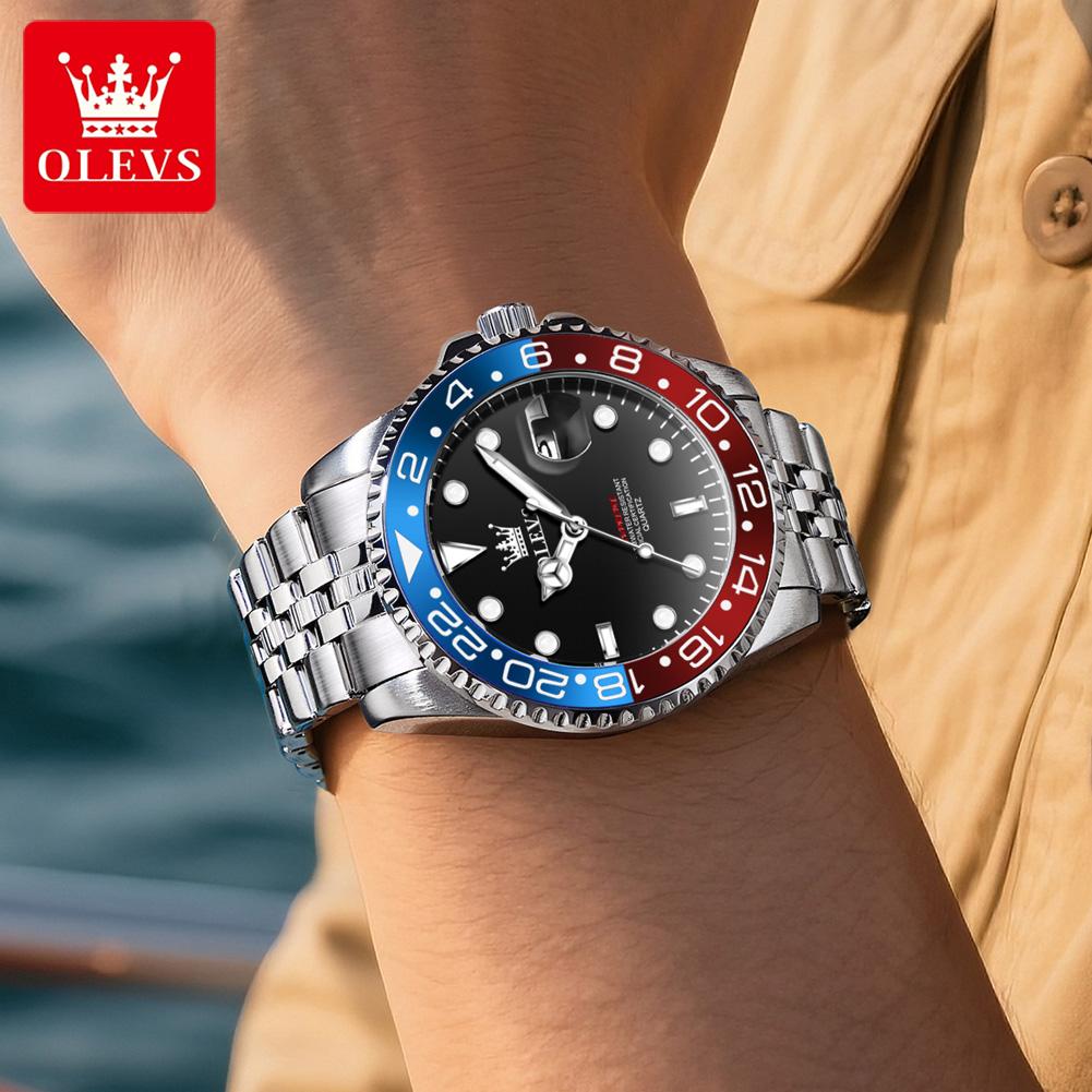 OLEVS Mens Watch Original Calendar Quartz Wristwatch Waterproof Luminous Business Men's Hand Clock Watches For Men