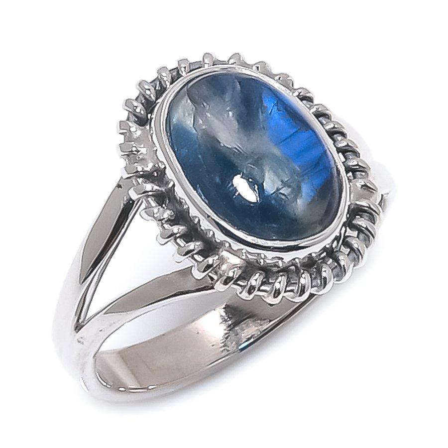 Natural Blue Kyanite Gemstone Handmade 925 Solid Silver Jewelry Ring Size 6 p7P73