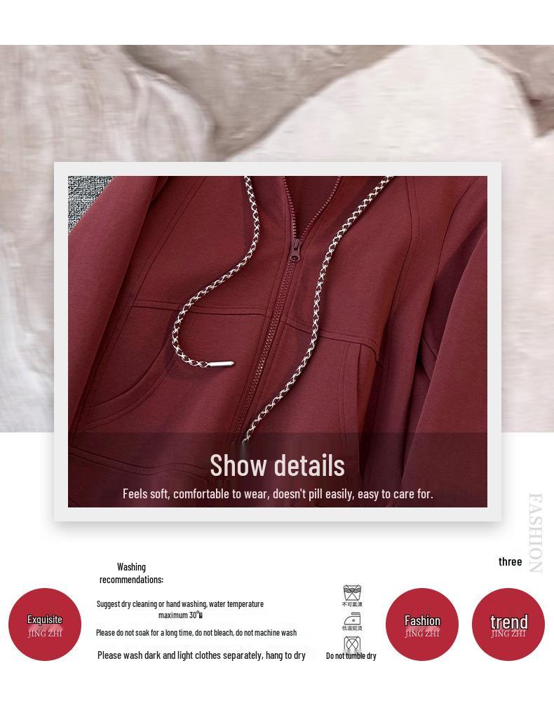 Spring Casual Fashion Set: Women's Korean-Style Zipper Cardigan Hoodie with Wide-Leg Pants, Two-Piece Set