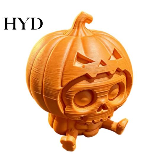 Cute Skull Doll Pumpkin Ornament, Hollow Ghost Face Design, 3D Printed Spooky Design Detailed Layered Halloween Figurine, for Desktop