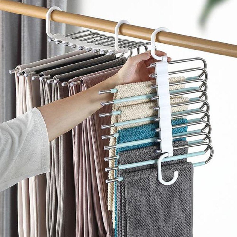 Large Capacity 9 Layers Pants Hangers Stainless Steel Multi-layer Trouser Rack  Clothes