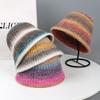 Rainbow Tie-Dye Knitted Hat Vintage Gradient Artistic Turban Versatile Face-Slimming Autumn Winter Warm Unisex Common