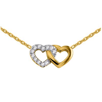 [K6432] - Zweifarbige 'Love' vergoldete Halskette - 15x7 mm