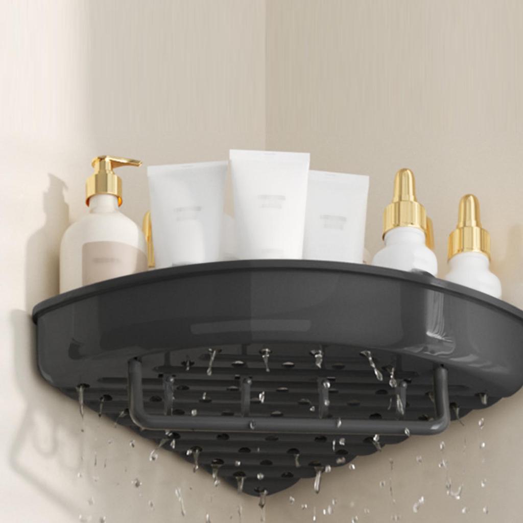 Adhesive Shower Shelf, Wall Mounted Corner for Bathroom Toilet Storage   with Non Drill Design