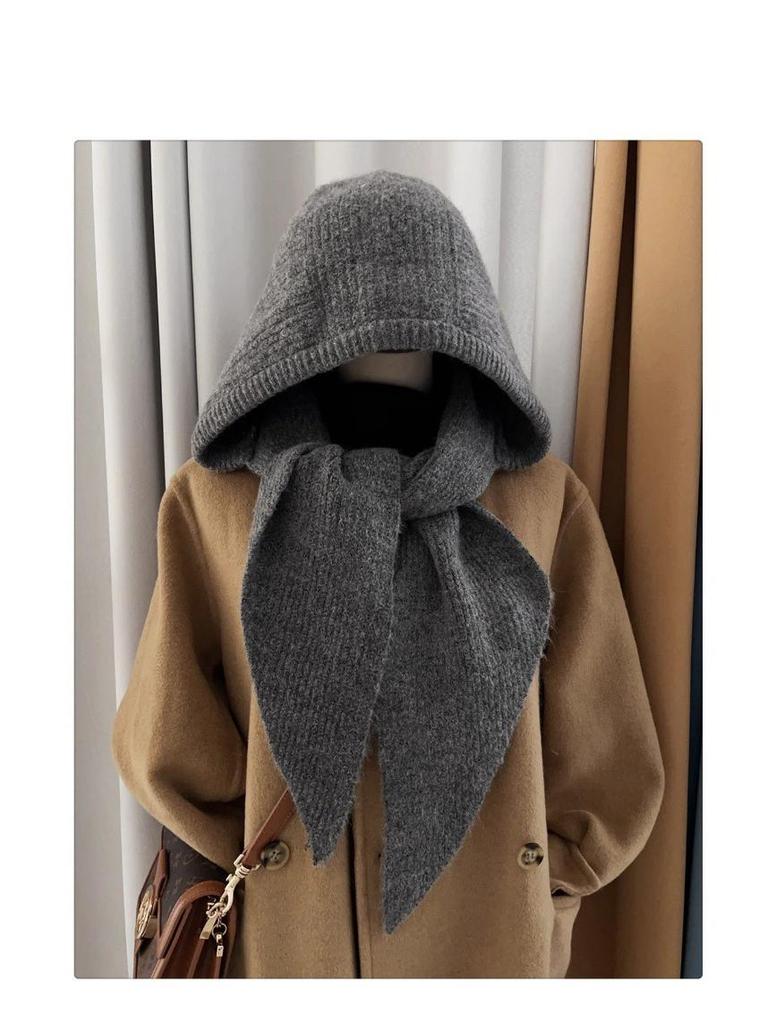 Strick-Schal-Mützen-Kombination in Übergröße: Warme, winddichte Winter-Woll- Sturmhaube für das Radfahren