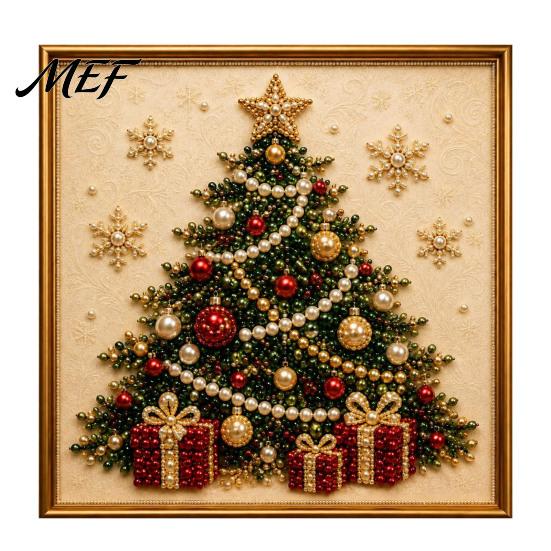Relaxing Hobby for Adults Xmas Faux Pearl Painting Kit, Christmas 3D Art DIY Creative Winter Activities Holiday Craft Project Adults,