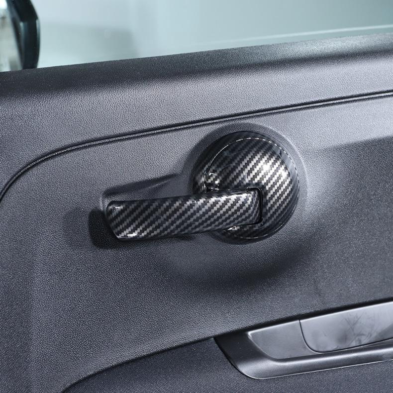 ABS Carbon Fiber Car Interior Door Handle Decoration Cover Stickers Trim For Fiat 500 Abarth 595 2010-2024 Auto Accessories