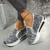 Women's Lace Sequin Slip-On Sneakers, Breathable Mesh Sneakers, Casual Sporty Shoes