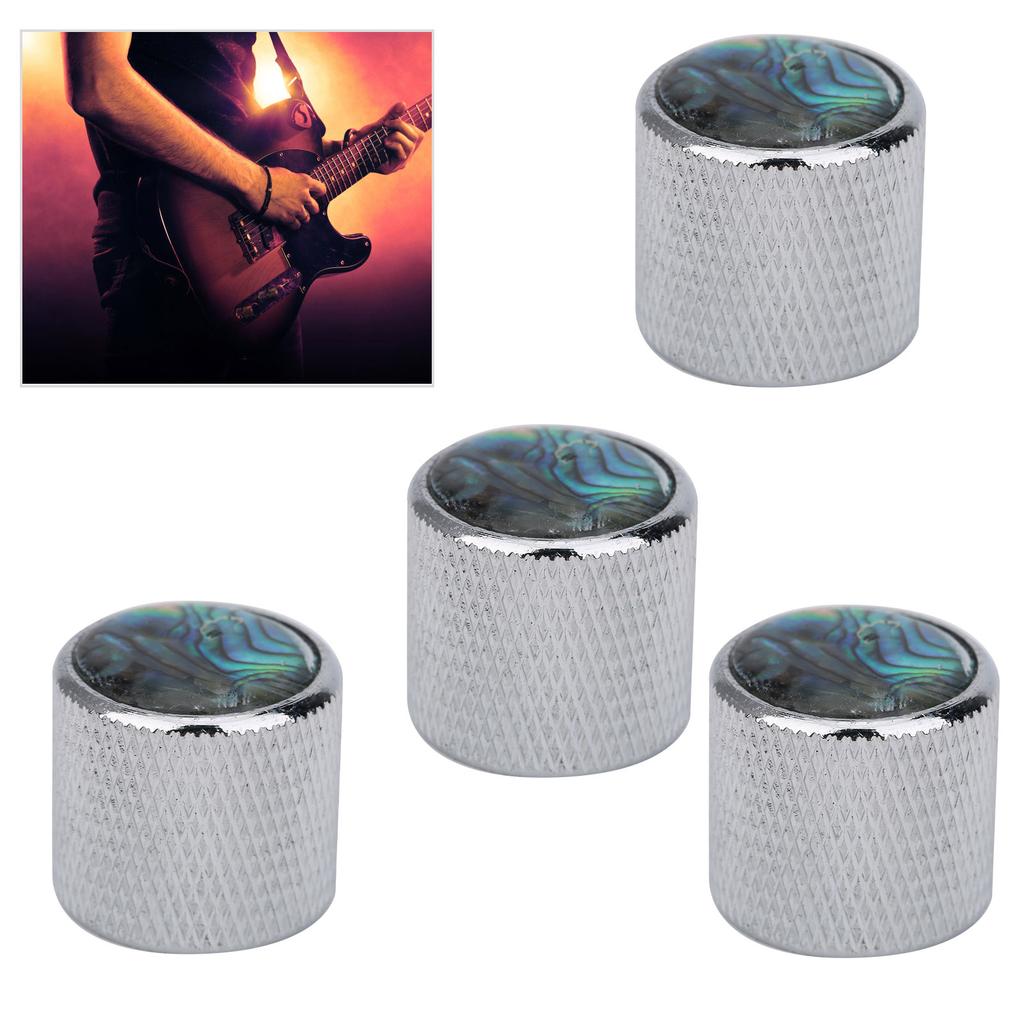 4 Pcs Electric Bass Knob Dome Metal High End Shell Inlaid Tone Volume Control Guitar Parts(Color