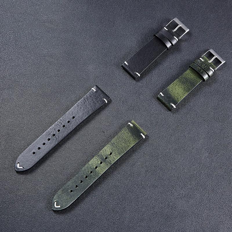 Quick Release Watchband Cowhide Watch Bracelet Leather Watch Strap Oil Wax Leather 18mm 20mm 22mm