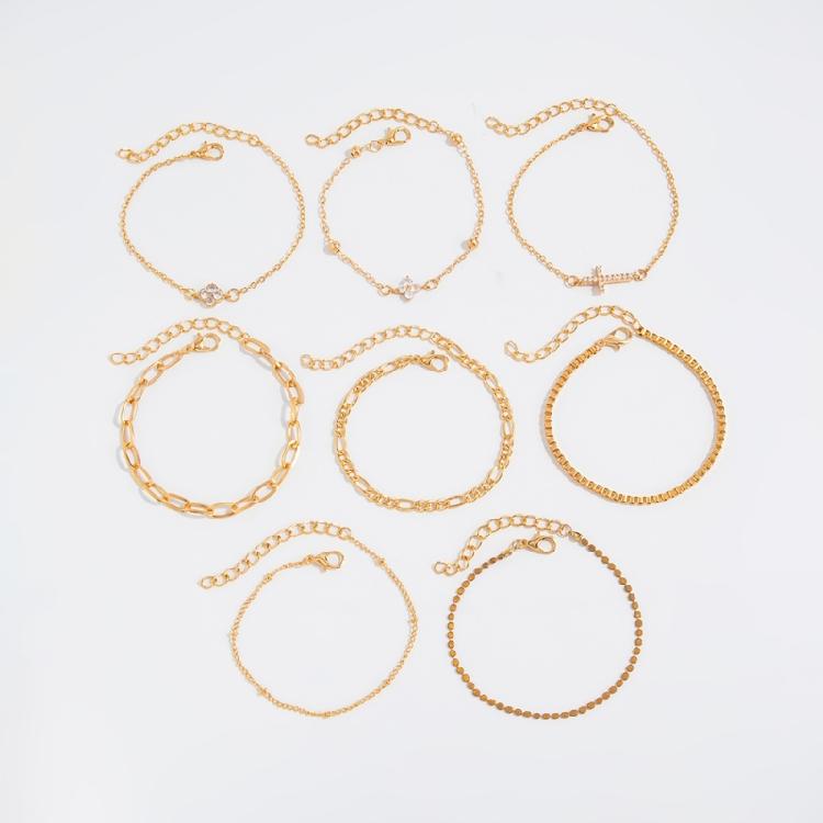 Beautiful Adjustable Floral Crucifix Bracelet Set Wrist Chain Bangle For Casual And Formal Outfits