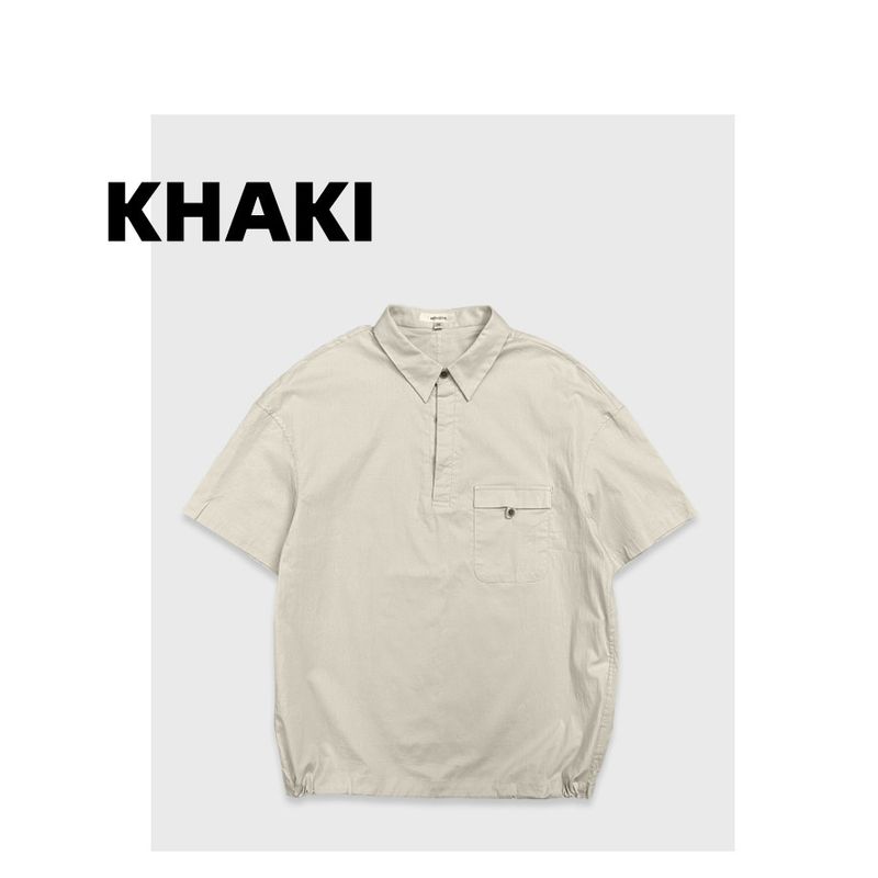 Menseye Men's T-Shirt Jacket Men's Turn-Down Collar Half-Sleeve Shirt Fabric Hem Shrinkage Functional Jacket