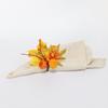 Double Pumpkin And Maple Leaf Napkin Rings Set Fall Thanksgiving Table Decor With Artificial Wreath For Halloween Dinner Party
