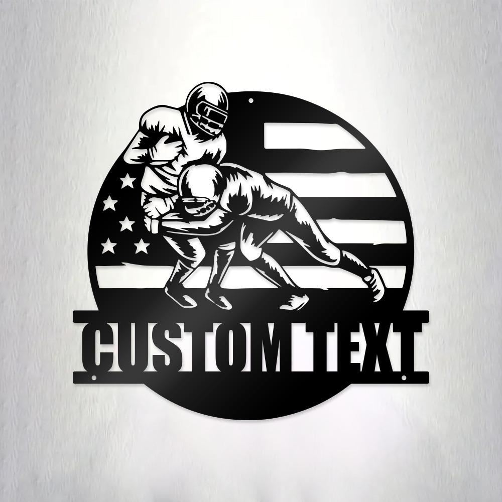 Tin Sign American Flag Metal Wall Art Decorative Plaque Personalized Family Name Indoor Outdoor Living Room Gift