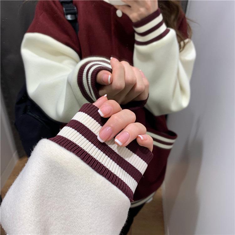 Korean Style Women's Color Block Baseball Jacket - Spring/Autumn Harajuku Street Fashion