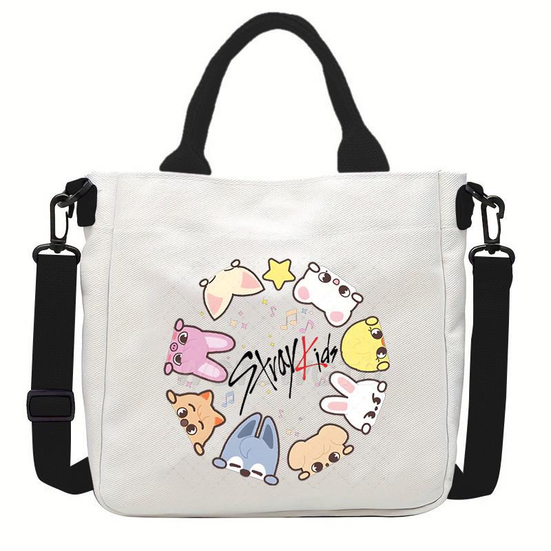 Multi-color KPOP Stray Felix Printed Crossbody Bag Canvas Shoulder Bags