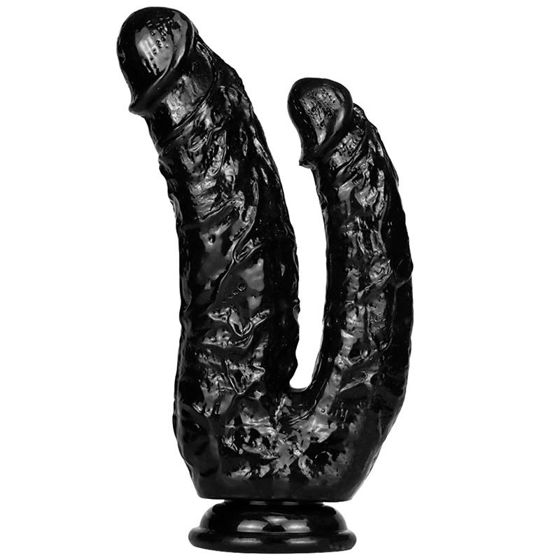Double Gun Female Simulation Penis Size Double Head Crystal Penis with Suction Cup Female Pulling Masturbation Anal Plug