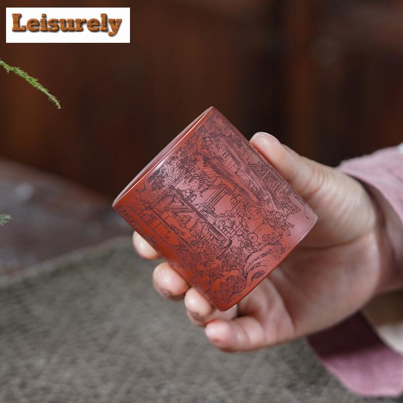 170 ml Yixing Zisha Teetasse mit Hundert-Söhne-Muster, Retro-Teeschale, Tasse zum Teeverkosten und -riechen, Chazhan Meistertassen, Trinkgeschirr