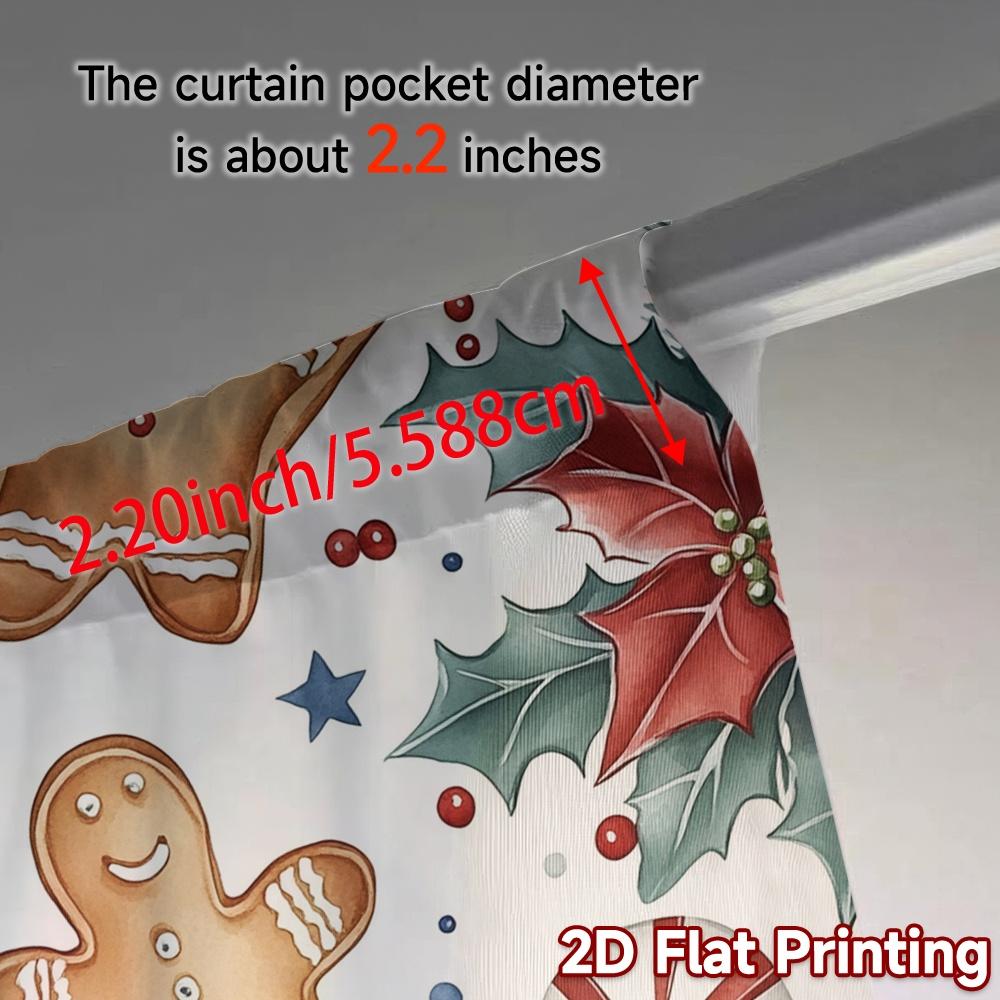 2 Stück, Vorhänge Weihnachtsplätzchen Sterne Stechpalme (3) Beliebte modische Vorhänge Maschinenwaschbare Stoffvorhänge Dekorationen