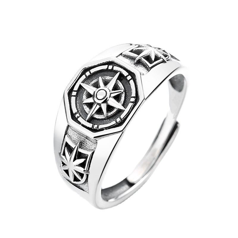 Sea God Starry Open Ring for Men and Women, Punk Style Personalized Retro Dominance Food Ring