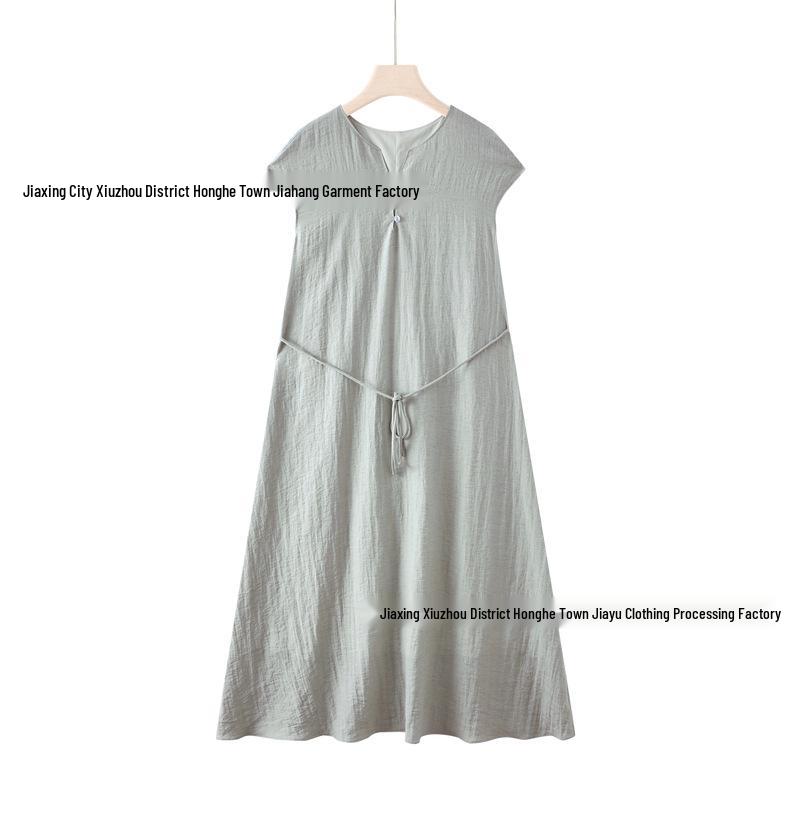 2026 Summer Cotton Linen Dress for Middle-aged Women – Elegant, High-class Long Skirt