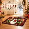 2D Printed Christmas Holiday Decor Mat, Soft Fleece Material, Snowman Reindeer Gingerbread Man Holly Berry Retro Pattern, Fun Carpet Machine Washable