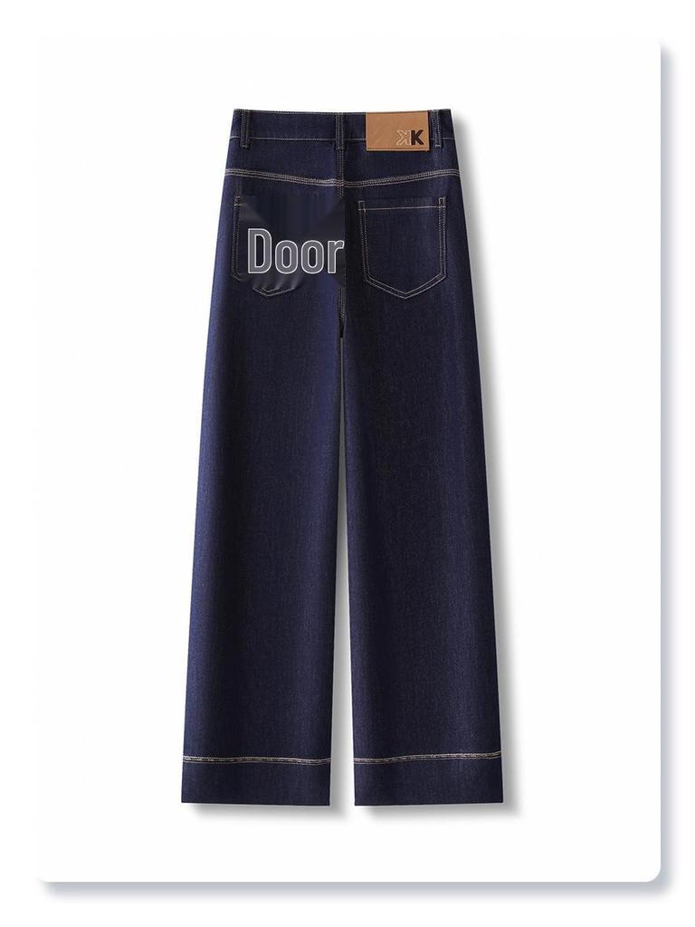 Dámské 2025 Tmavě modré džíny s vysokým pasem, rovnými nohavicemi a zkrácenou délkou - Volné, zeštíhlující, retro styl