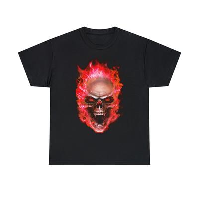 Flaming Demon Skull Red Short Sleeve Tee