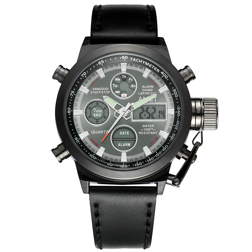 AMST Luxury Top Brand Men Military Sport Watches Men LED Analog Digital Watch Male Army Stainless Quartz Clock Relogio Masculino