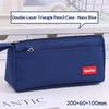 Durable Canvas Pencil Case With Large Storage Pocket Smooth Metal Zipper For School Student Stationery Storage