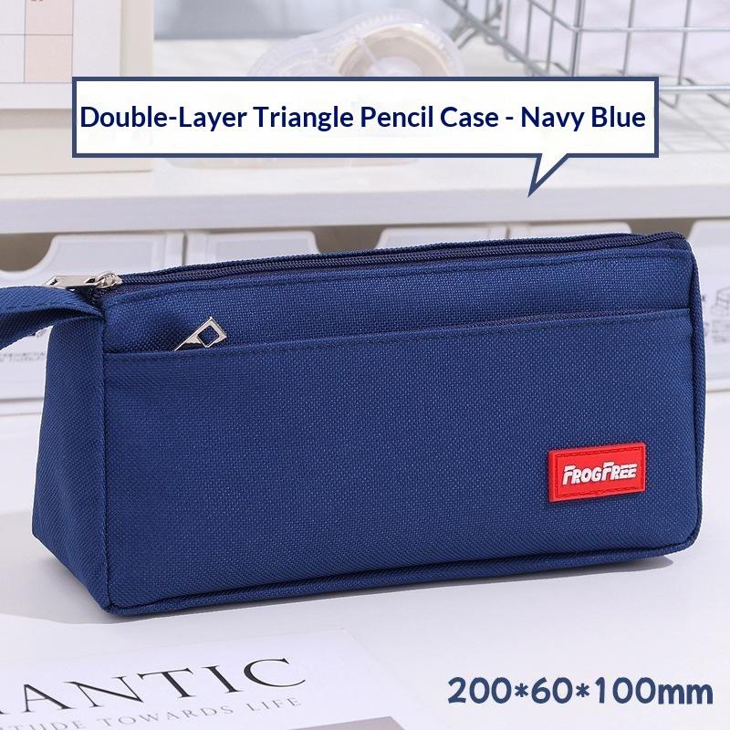 Durable Canvas Pencil Case With Large Storage Pocket Smooth Metal Zipper For School Student Stationery Storage
