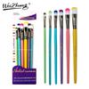 Foreign Trade Nylon Painting Brush Set - 10 Pieces, Red & Blue Handles, Flat Gouache & Oil Brushes