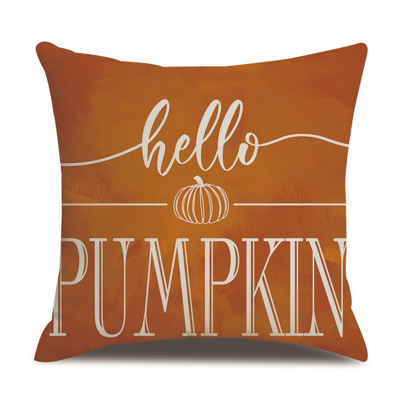 Thanksgiving Linen Pillowcase Autumn Pumpkin Print Pillow Cushion Cover