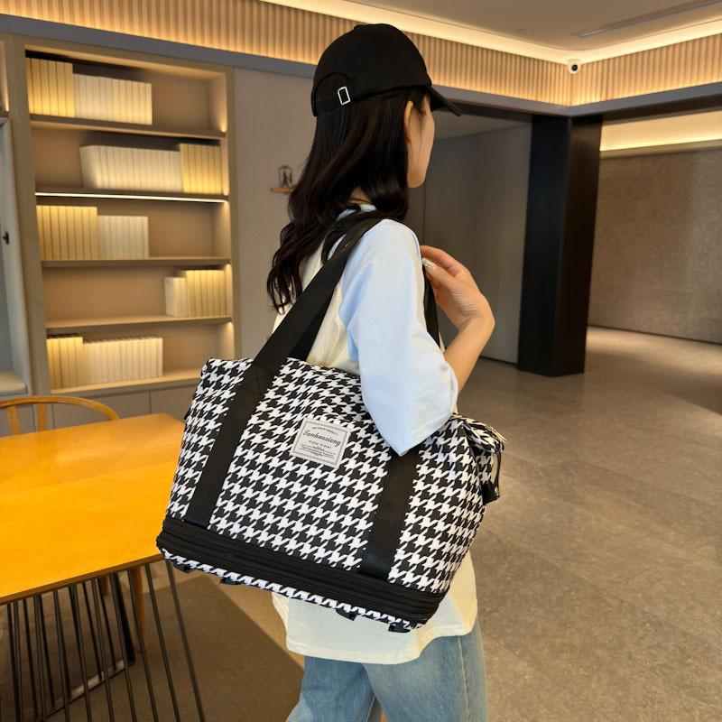 Double-layer expansion large capacity long and short-distance portable bag with wheels dry and wet separation fitness bag can be covered with tie rod