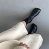 Solid PU Leather Boots Women Square Toe Tabi Shoes Winter Back Zip Botas Female Mid-Calf Botines Ladies Low Heels Chelsea Bottes