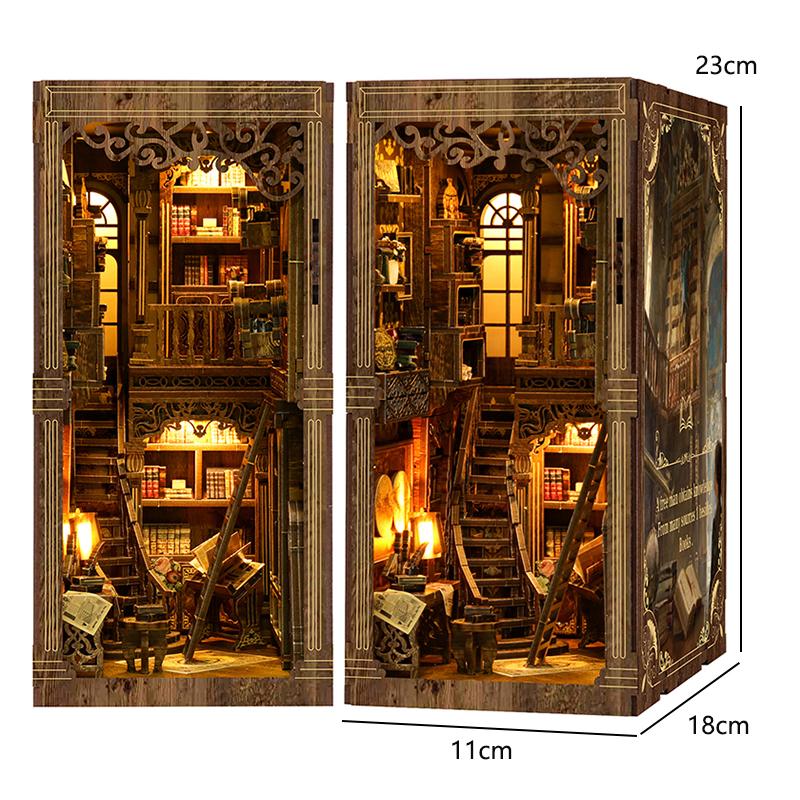 Diy Book Nook Doll House Miniature Wooden Bookshelf Shelf Insert Miniatures Home Model Kit Dollhouse Birthday Toy Gifts
