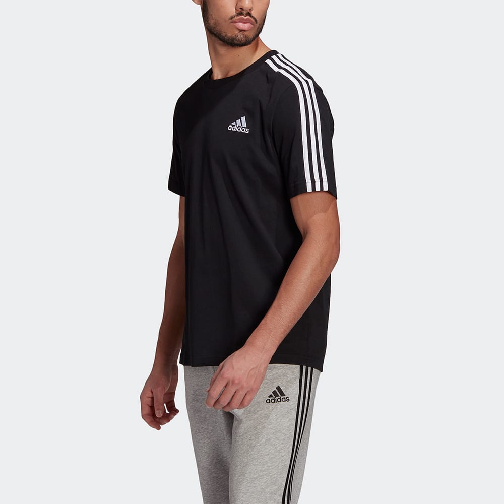 adidas ESSENTIALS 3 Stripes T Shirt Men's Black GL3732