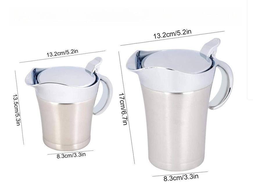 Elegant Double-insulated Stainless Steel Gravy Boat with a Hinged Lid - Perfectly Suitable for Pouring Juices and Creams