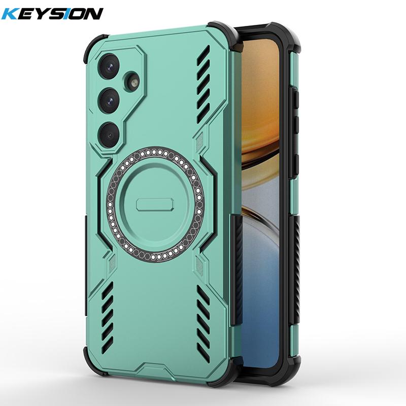 KEYSION Hollow Heat Dissipation Case for Samsung A55 5G Silicone+PC Magnetic Cooling Shockproof Phone Cover for Galaxy A55 5G