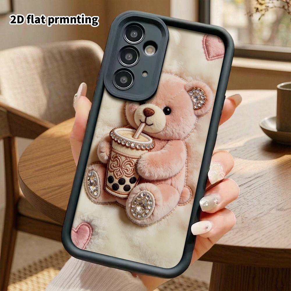 Phone Case: 2D Flat Samsung Galaxy A34 A35 M05 M06 S20 S22 S21 FE Plus 5G Tiered Protective Case, Pink Bear, Christmas and Halloween Gift
