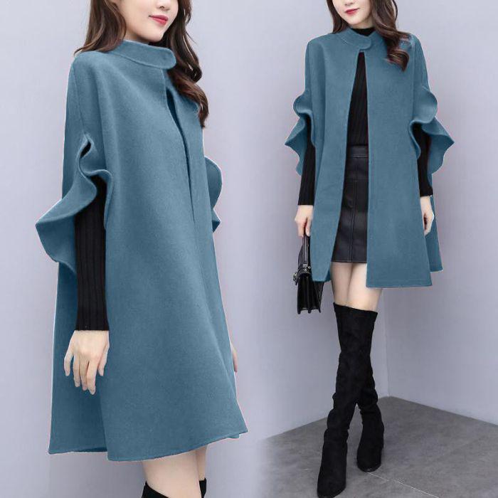 Women's Plus Size A-Line Wool Coat Cloak In Red – Mid-Length, Spring To Winter
