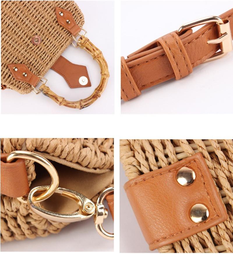 2025 Luxury Designer Fashionable Bamboo Handle Handwoven Rattan Handbags Women's Vacation Beach Box Bag Trend Tote Shoulder Bag