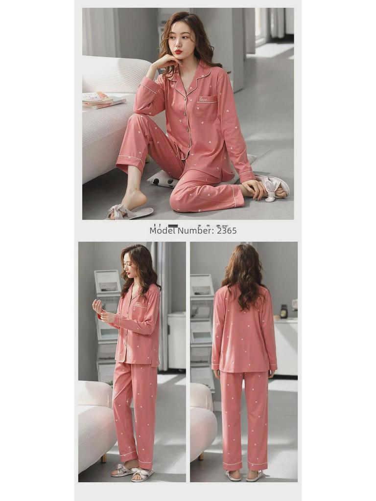 Pijamale pentru femei din bumbac 100%: Subțire, lejeră, cu mânecă lungă pentru primăvară, vară și toamnă - Purtați în interior sau afară