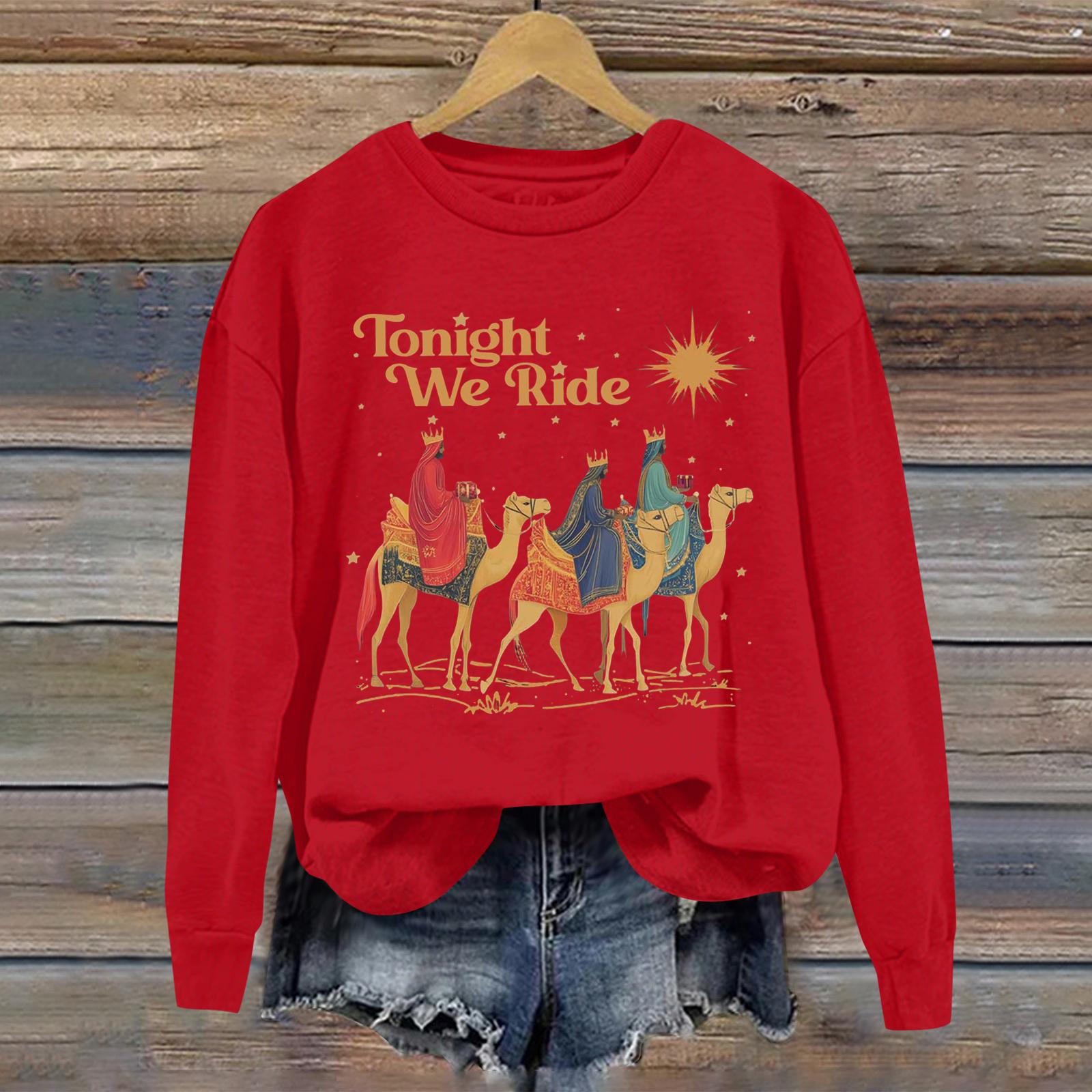 

Ladies Tonight We R Ode Printed Casual Long Sleeve Sports Hoodie Top XL червоний