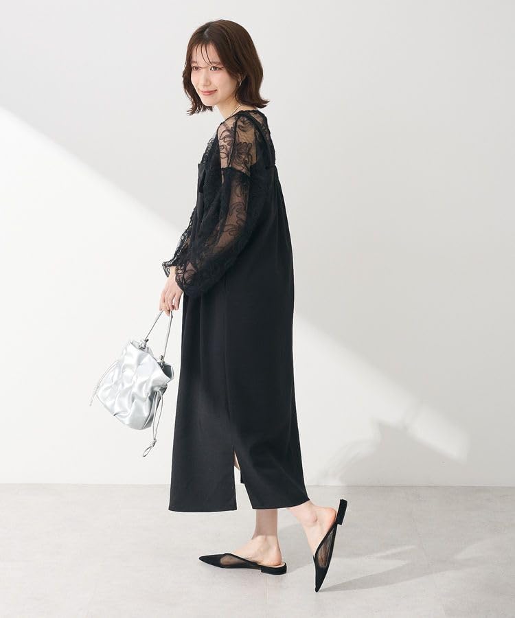 Casual Jumper Black [Green Parks] Dress, Strap-on Skirt, Women's,