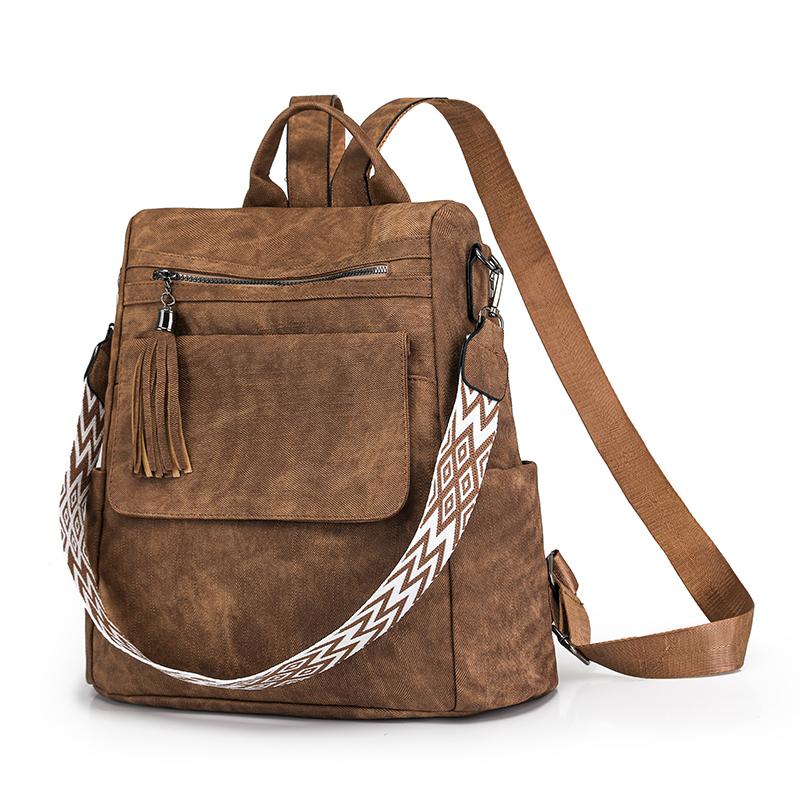 Женский рюкзак против кражи Многофункциональная наплечная сумка коричневый